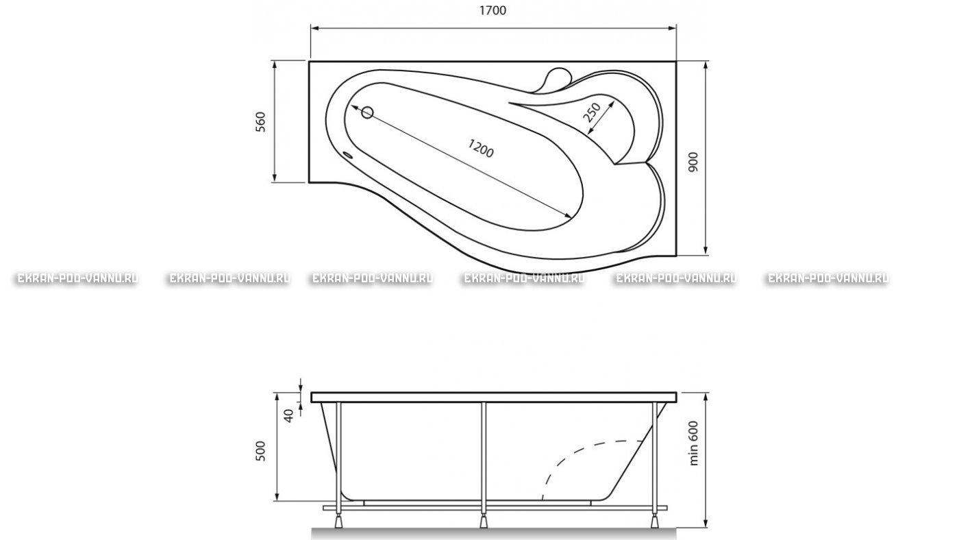 Акриловая ванна Relisan Isabella 170x90x60 – купить по цене 24130 руб. в интернет-магазине в городе Нижний Новгород картинка 13