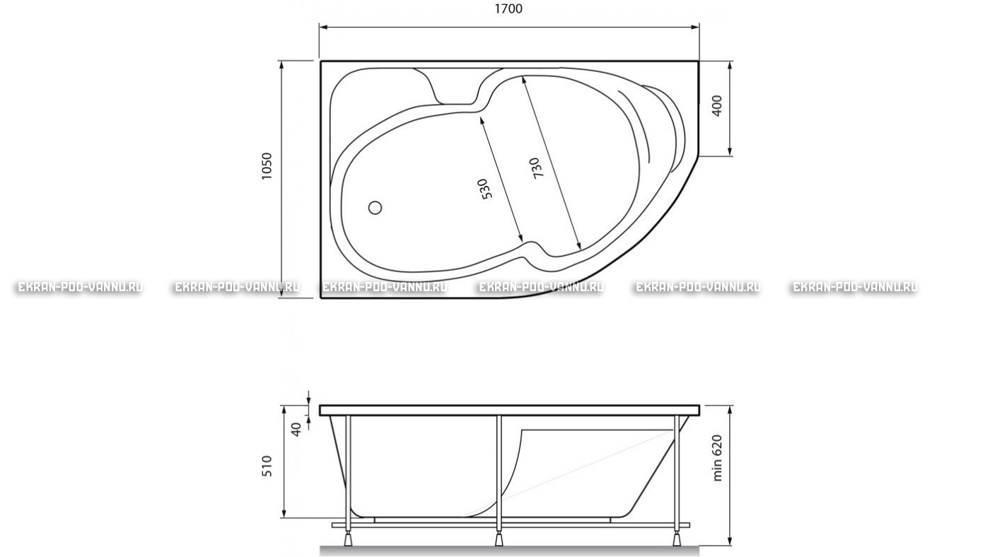 Акриловая ванна Relisan Sofi 170x105 – купить по цене 23480 руб. в интернет-магазине в городе Нижний Новгород картинка 13