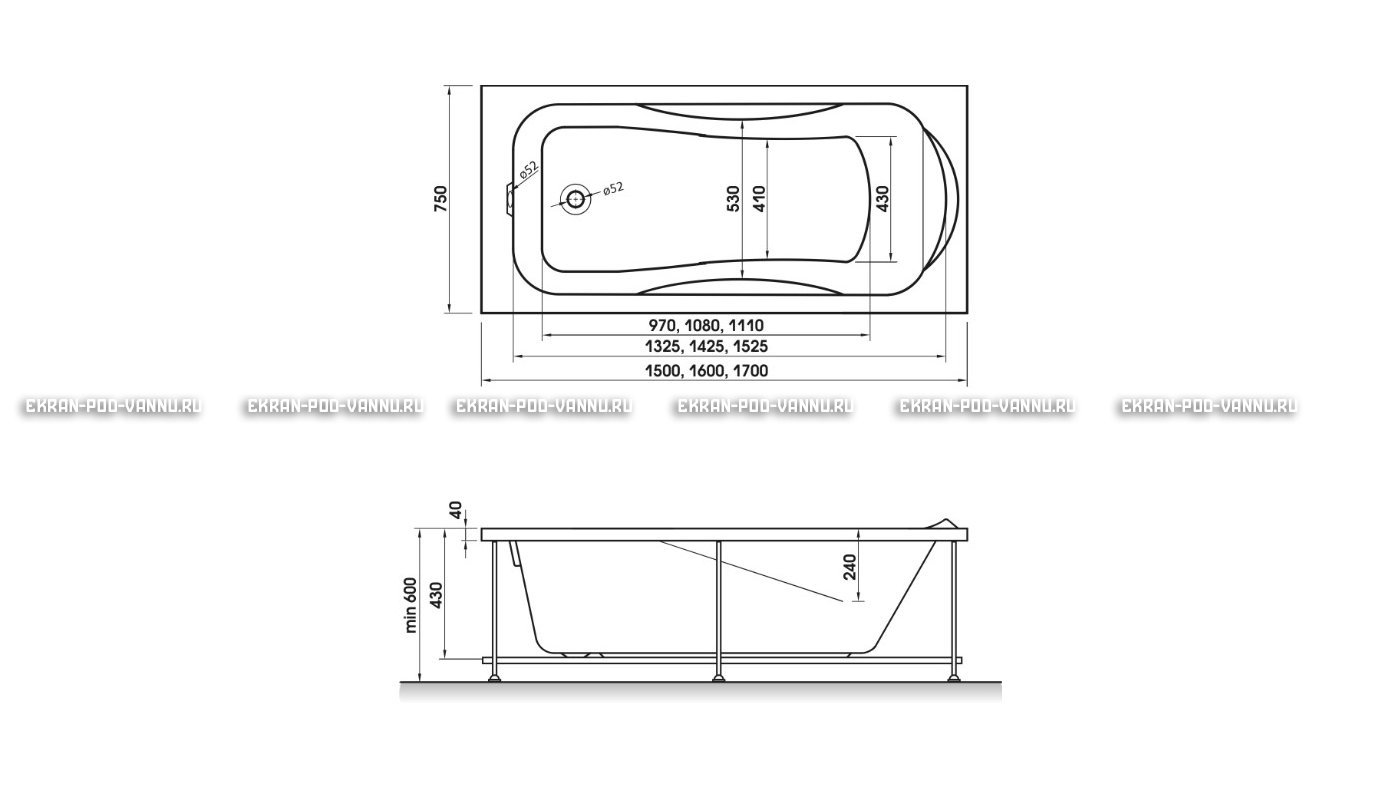 Акриловая ванна Relisan Elvira 170x75 – купить по цене 16160 руб. в интернет-магазине в городе Нижний Новгород картинка 10