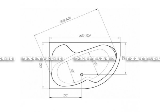 Акриловая ванна 1MarKa Aura 150x105 – купить по цене 16250 руб. в интернет-магазине в городе Нижний Новгород картинка 3