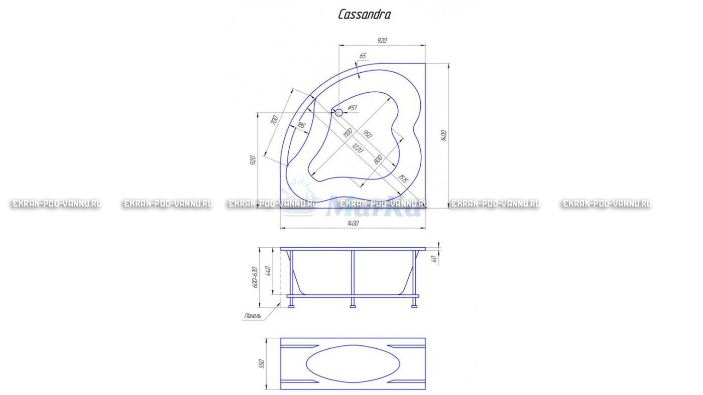 Акриловая ванна 1MarKa Cassandra 140x140 – купить по цене 18620 руб. в интернет-магазине в городе Нижний Новгород картинка 19