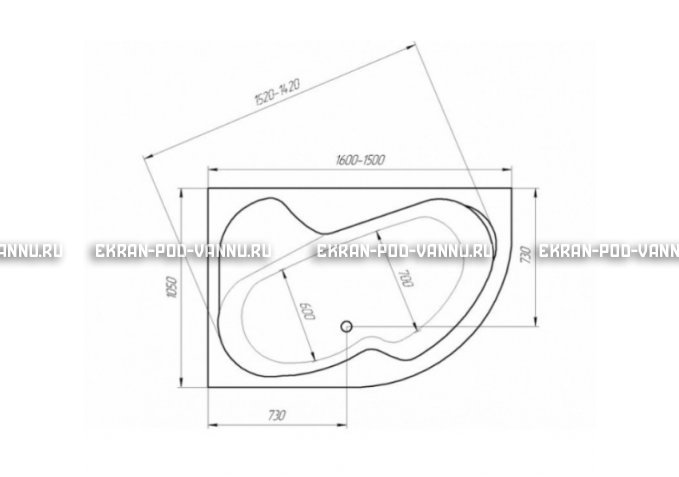 Акриловая ванна 1MarKa Imago 160x105 – купить по цене 16700 руб. в интернет-магазине в городе Нижний Новгород картинка 3