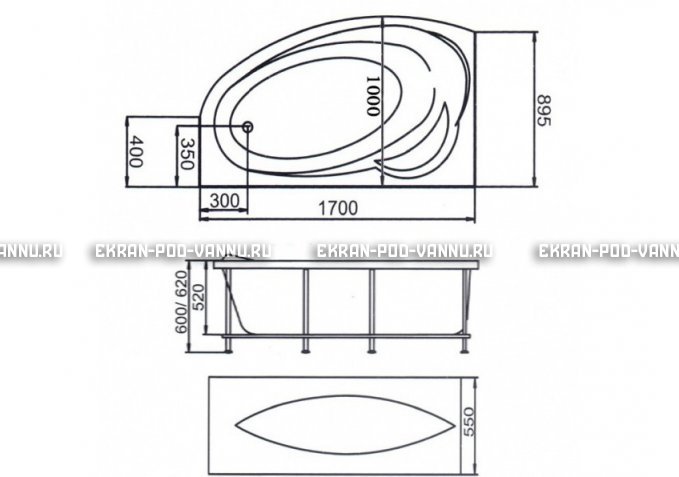 Акриловая ванна 1MarKa Julianna 170x100 – купить по цене 21320 руб. в интернет-магазине в городе Нижний Новгород картинка 3