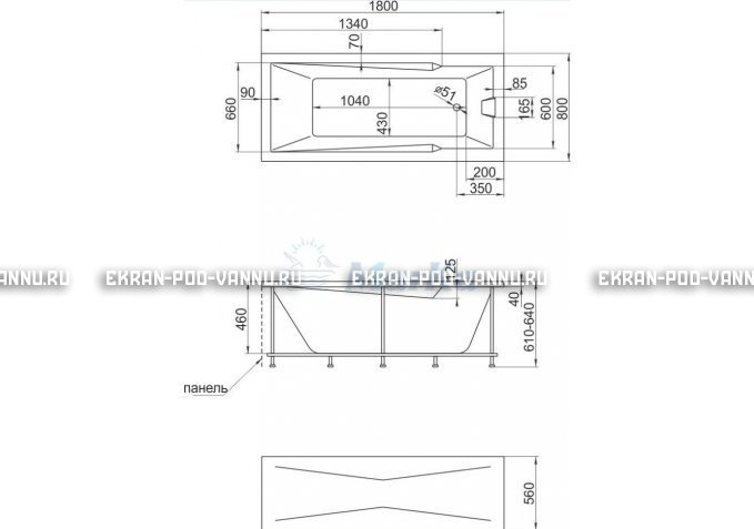 Акриловая ванна 1MarKa Raguza 180x80 – купить по цене 17854 руб. в интернет-магазине в городе Нижний Новгород картинка 4
