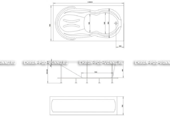 Акриловая ванна 1MarKa Taormina 180x90 – купить по цене 17670 руб. в интернет-магазине в городе Нижний Новгород картинка 3