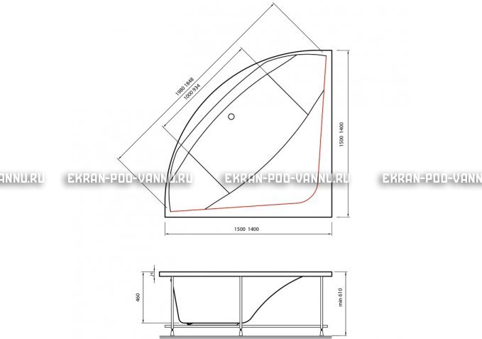 Акриловая ванна Vayer Boomerang 150x150 – купить по цене 59550 руб. в интернет-магазине в городе Нижний Новгород картинка 4