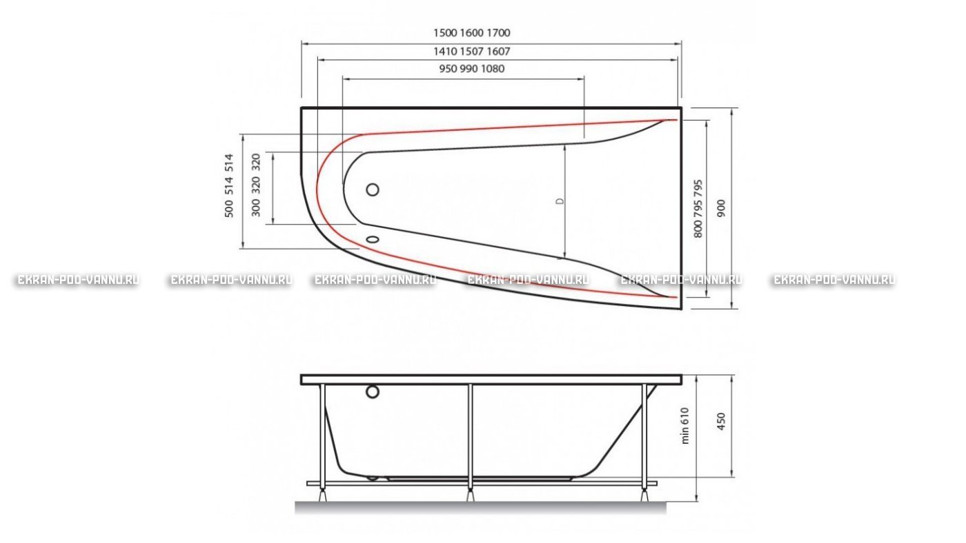 Акриловая ванна Vayer Boomerang 160x90 – купить по цене 52780 руб. в интернет-магазине в городе Нижний Новгород картинка 10
