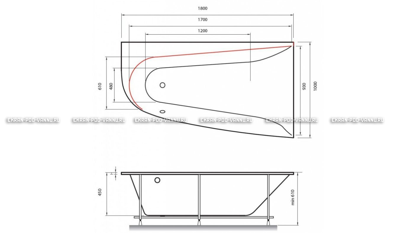 Акриловая ванна Vayer Boomerang 180x100 – купить по цене 53030 руб. в интернет-магазине в городе Нижний Новгород картинка 13