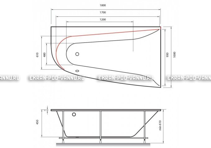 Акриловая ванна Vayer Boomerang 180x100 – купить по цене 53030 руб. в интернет-магазине в городе Нижний Новгород картинка 2