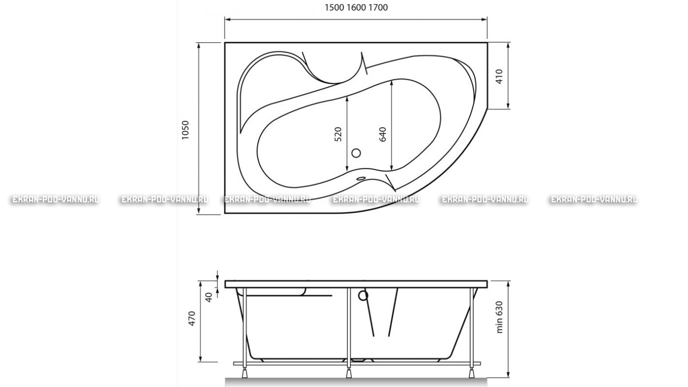 Акриловая ванна Vayer Azalia 170x105 – купить по цене 28800 руб. в интернет-магазине в городе Нижний Новгород картинка 16