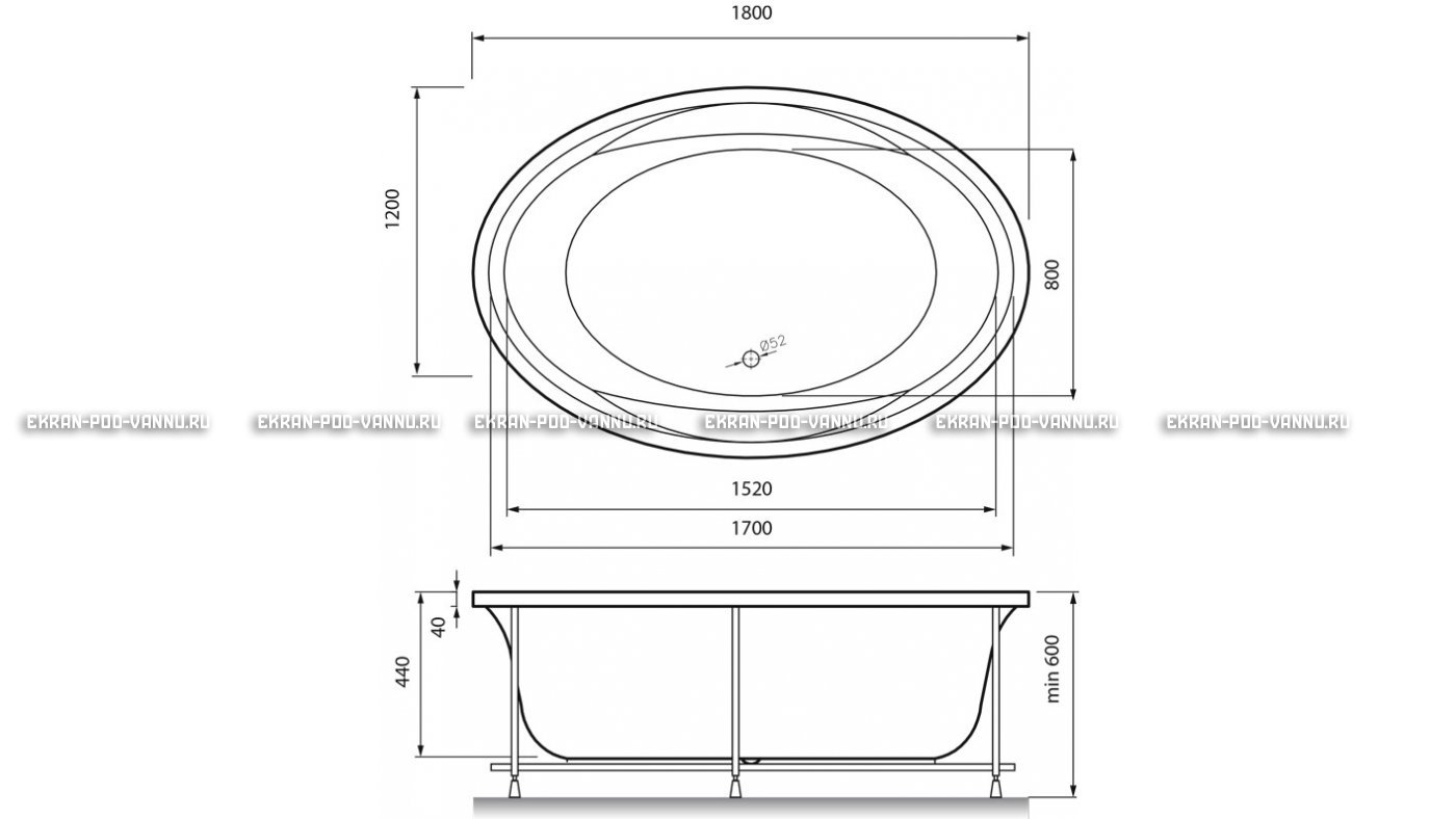 Акриловая ванна Vayer Opal 180x120 – купить по цене 33850 руб. в интернет-магазине в городе Нижний Новгород картинка 13