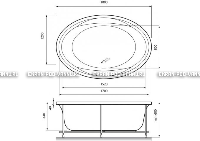 Акриловая ванна Vayer Opal 180x120 – купить по цене 33850 руб. в интернет-магазине в городе Нижний Новгород картинка 4