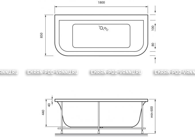 Акриловая ванна Vayer Options BTW 180x85 – купить по цене 25880 руб. в интернет-магазине в городе Нижний Новгород картинка 4